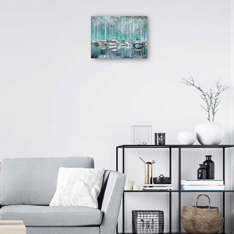Impression sur toile, "Harbor Mâts" par Studio Arts, Toile tendue, H 11 po x l 14 po x P 1,5 po