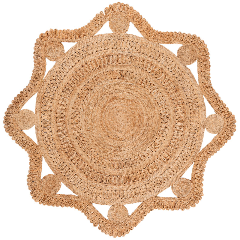 Natural Fiber 606 Hand Woven Jute Geometric Rug, Round 6'