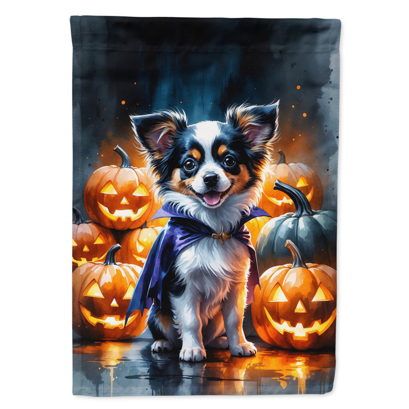 Drapeau de jardin chiot Halloween, Papillon tricolore