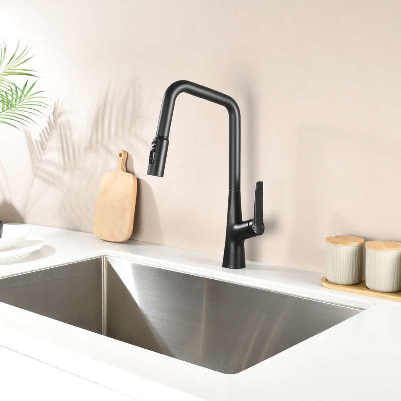 Kitchen Faucet With 3 Function , One Touch Switching Feature, High Swivels 360, Pull-Out Hose And Water Flow Modes For Efficient Professional 360 Switching, Swivel, Cooking