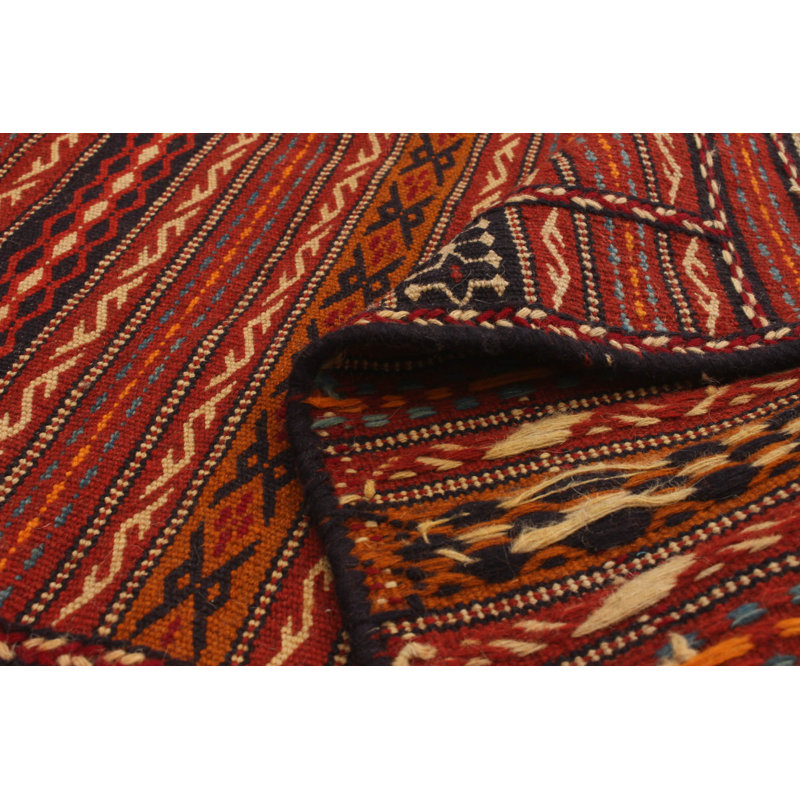 Tapis décoratif en laine de conception unique noué à la main new age kashkoli rouge/orange 3 pi 3 po x 5 pi