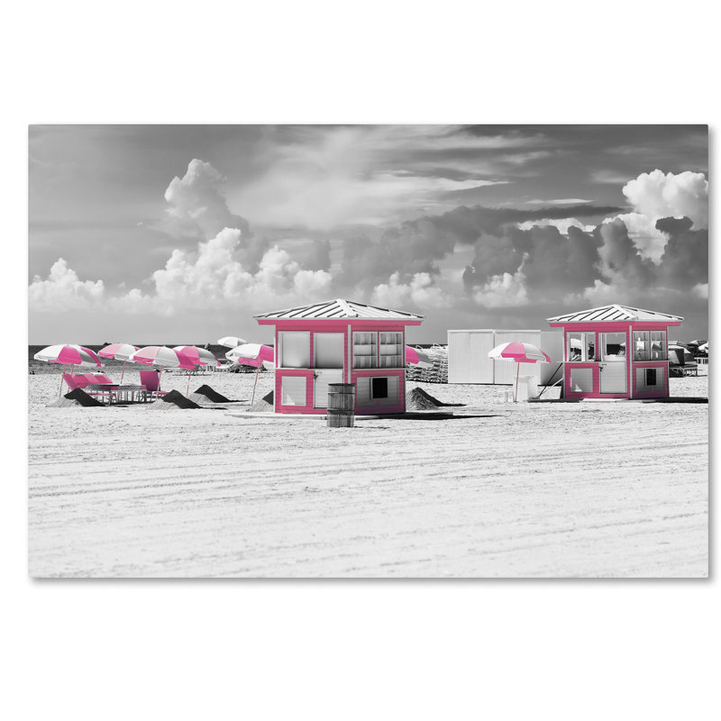 " Pink Beach Houses Miami ", 12" H x 19" W x 2" D