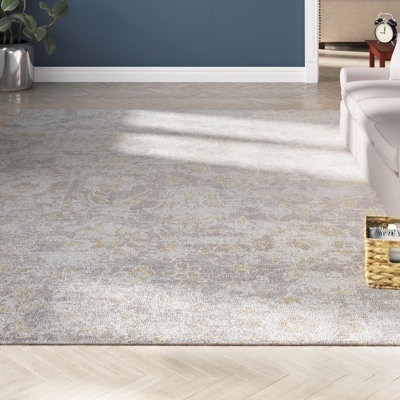 Tapis gris à motif floral Mancuso