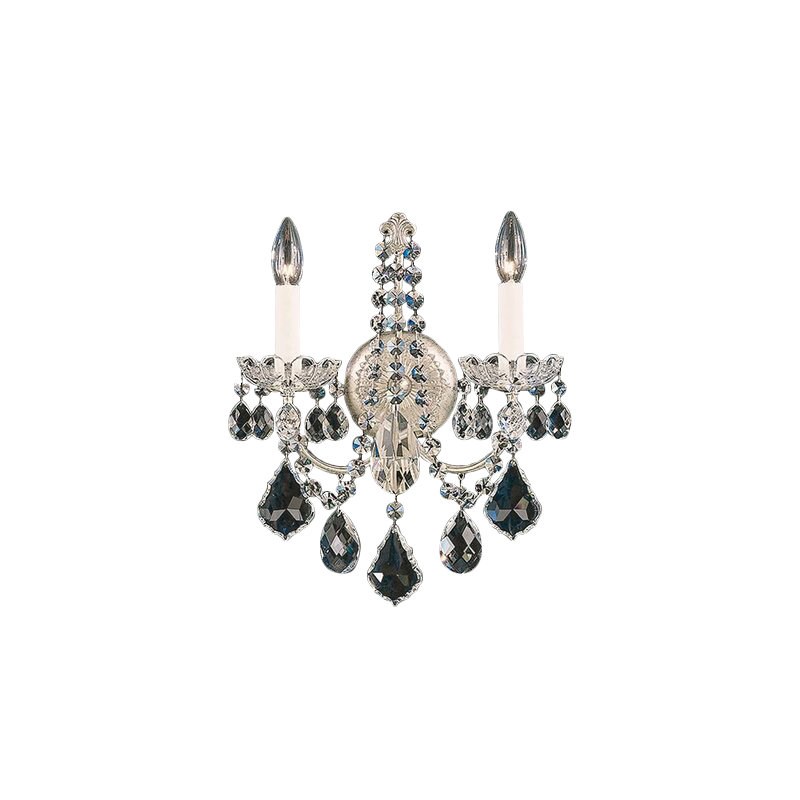 New Orleans Candle Wall Light, Antique Silver, Strass Clear