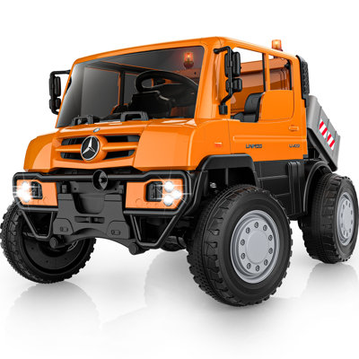 Voiture électrique DEARAUTO 24 V 400 W pour enfants, Mercedes-Benz Unimog sous licence, 2 places, avec télécommande parentale, lumières DEL, Bluetooth, vitesse maximale de 8 km/h, poids maximal supporté : 59 kg