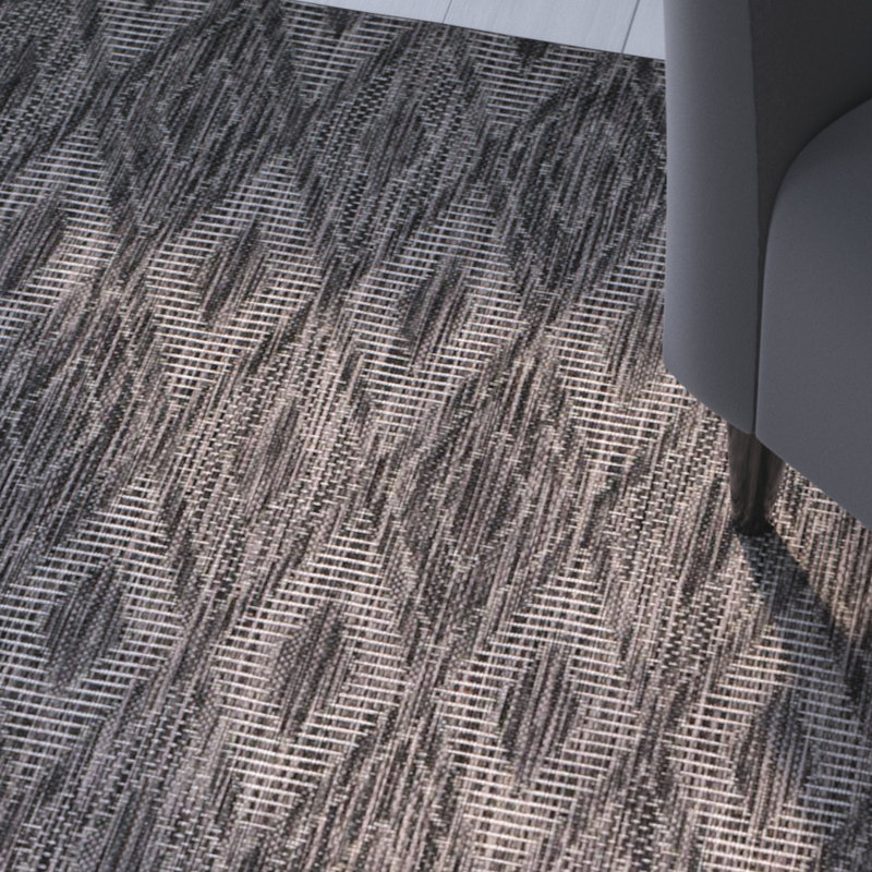 Ajacia Geometric Black Indoor/Outdoor Area Rug, Rectangle 2' x 3'7"