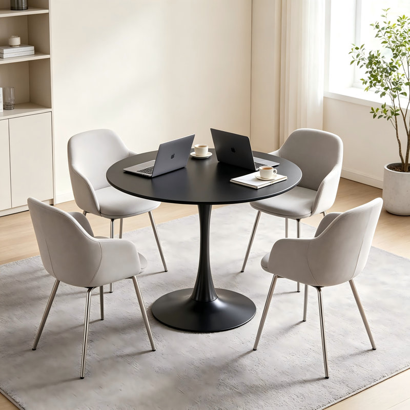 Table de salle à manger ronde 31,5 po, table basse polyvalente pour la cuisine et le salon, Black