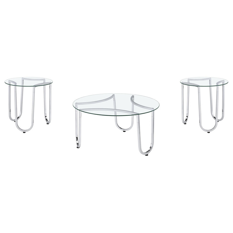 Dutton Chrome 3-piece Round Coffee Table Set