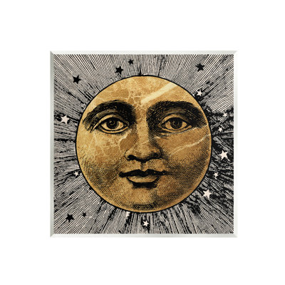 Stupell Industries Az-287-framed Detailed Moon Face By Lil' Rue Print In Unframed Wood