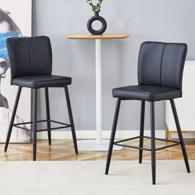 Ensemble de chaises d'appoint modernes en métal noir, conception élégante pour les bars à domicile