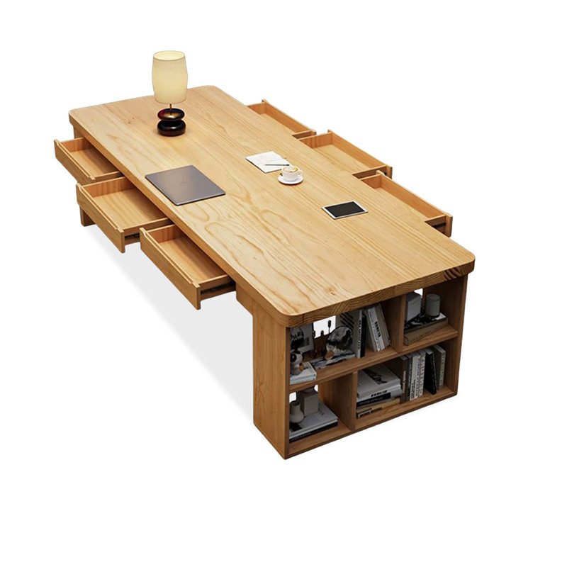 Bureau rectangulaire brun en bois massif, H 29,53 po x l 70,87 po x P 31,5 po