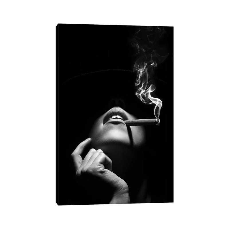 Woman Smoking A Cigar by Johan Swanepoel - Wrapped Canvas Print, 101.6 cm H x 66.04 cm W x 1.91 cm D