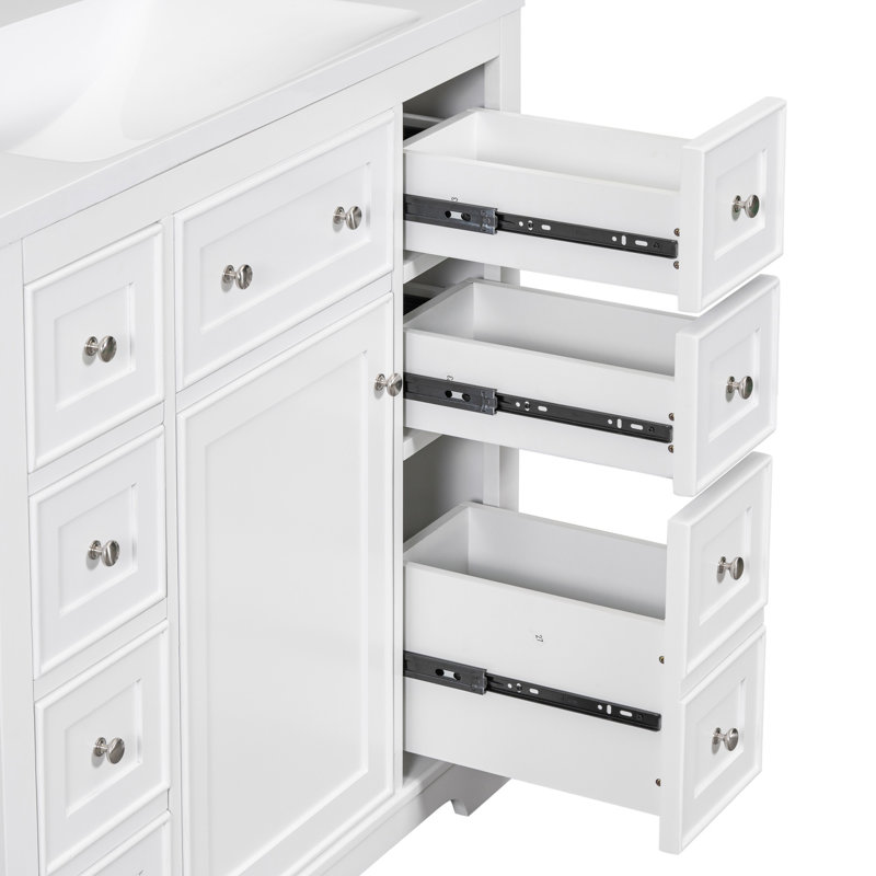Hammond 36" Bathroom Vanity With One Cabinet And Six Drawers, White