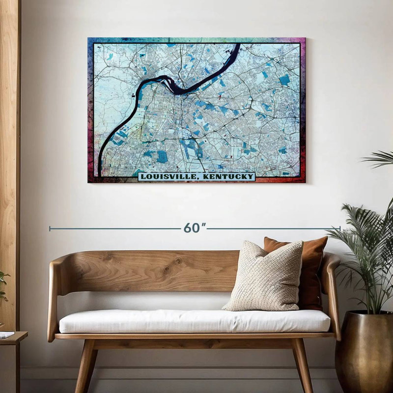 Carte de la ville de Aliaz Louisville, H 30 po x l 45 po
