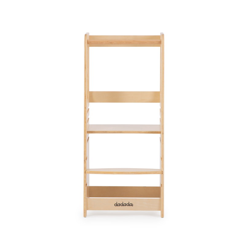 dadada Montessori Toddler Tower - Adjustable Kitchen Step Stool w/ Safety Rail - Baby Safe (Natural), Natural