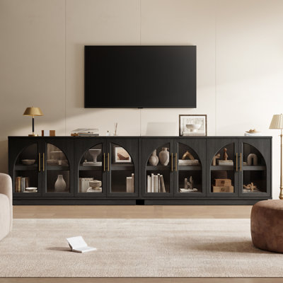 Arden 120"W Extra Wide Arched Sideboard with 8 Glass Doors and Adjustable Shelves