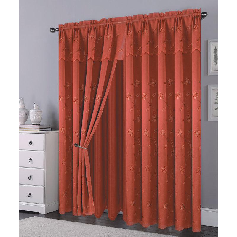 Ahoskie Sheer Curtain Single Panel, Rust