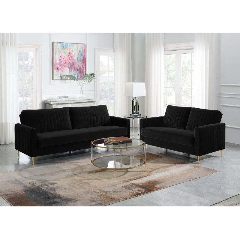 Maricopa 2 - Piece Velvet Living Room Set, Black