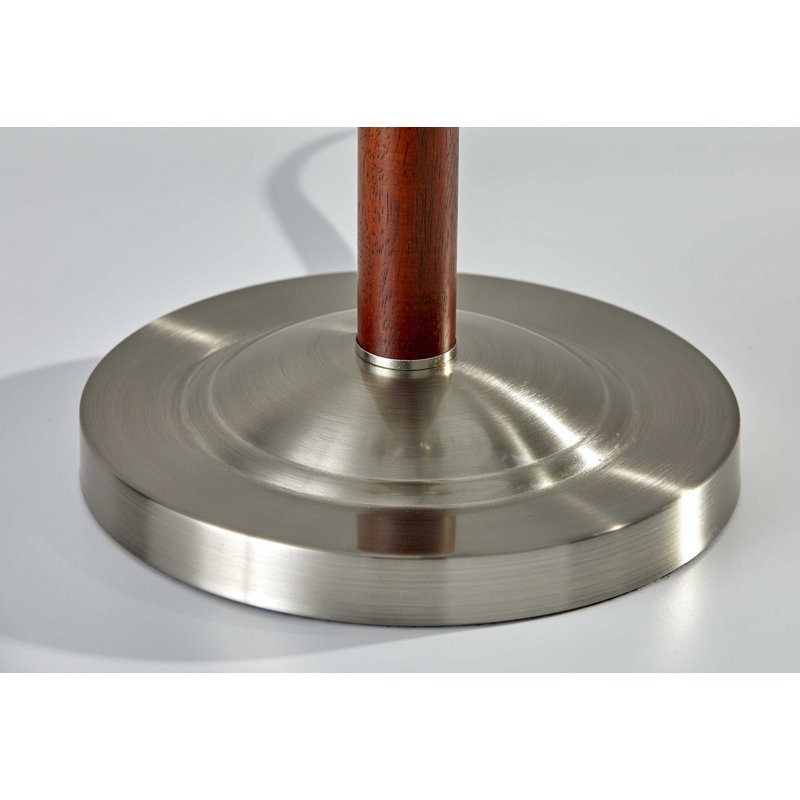 Lampe de table en bois de noyer avec abat-jour en verre givré laiteux