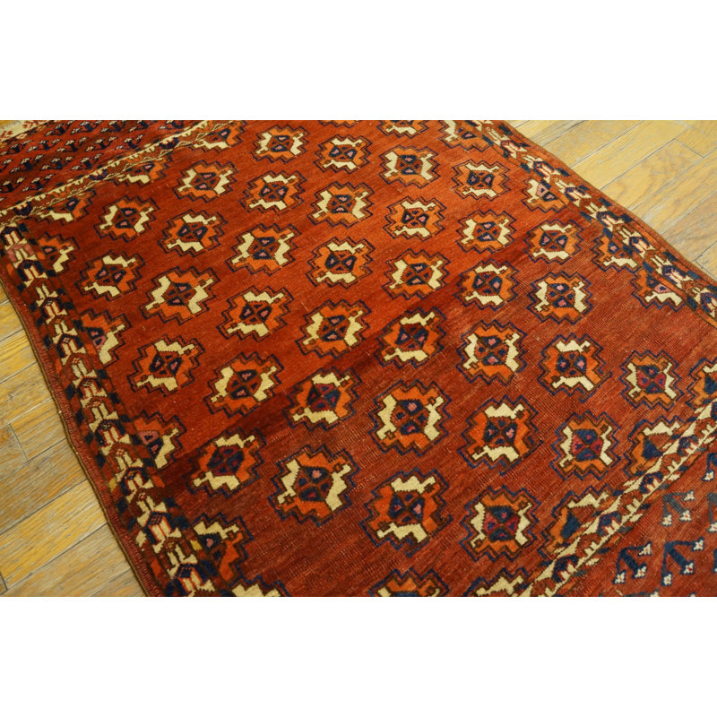 Antique Turkmen Turkmenistan Geometric Knotted Rug
