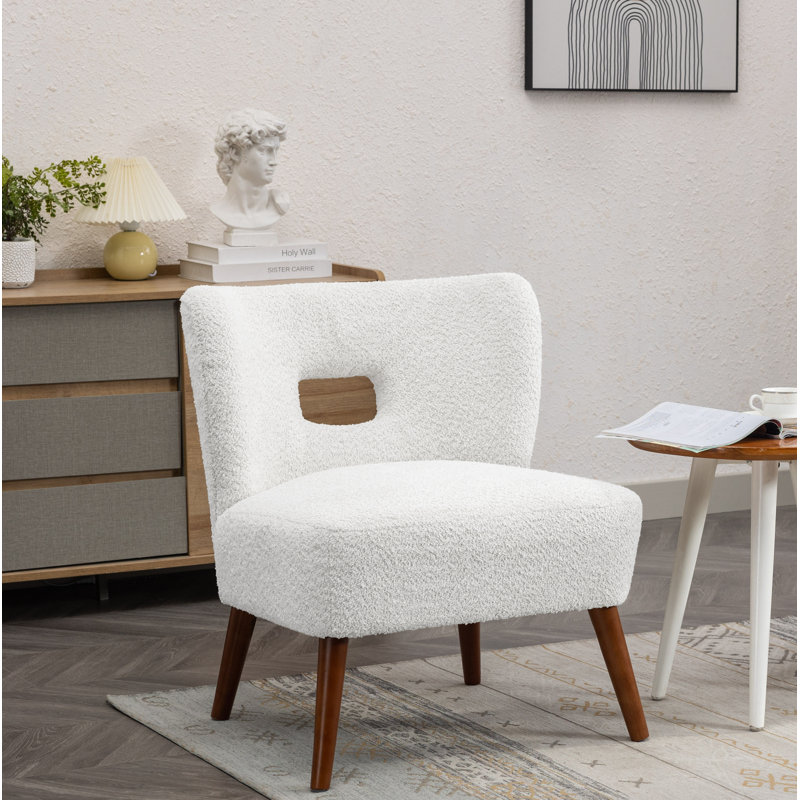 Fauteuil de chambre en sherpa Arimantas, Mélange de polyester blanc