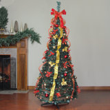 6' Pre-Lit Red and Gold Pre-Decorated Pop-Up Artificial Christmas Tree