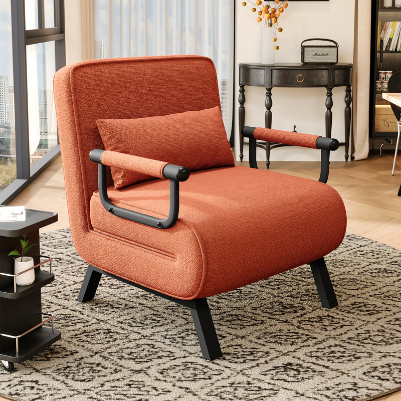 Upholstered Fabric Convertible Chair, Orange