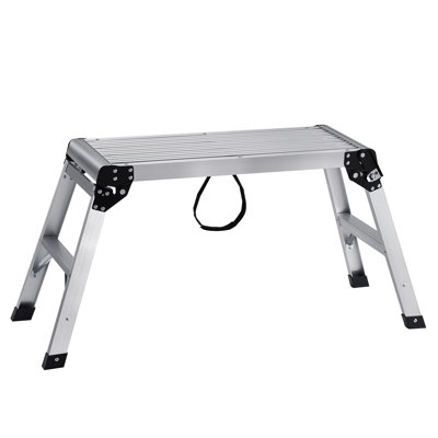 Plateforme de travail pliante, capacité de charge de 330 lb, échelle de tabouret en aluminium pour cloison sèche, banc de travail robuste avec pieds antidérapants, idéal pour laver les véhicules, nettoyer, peindre, décorer
