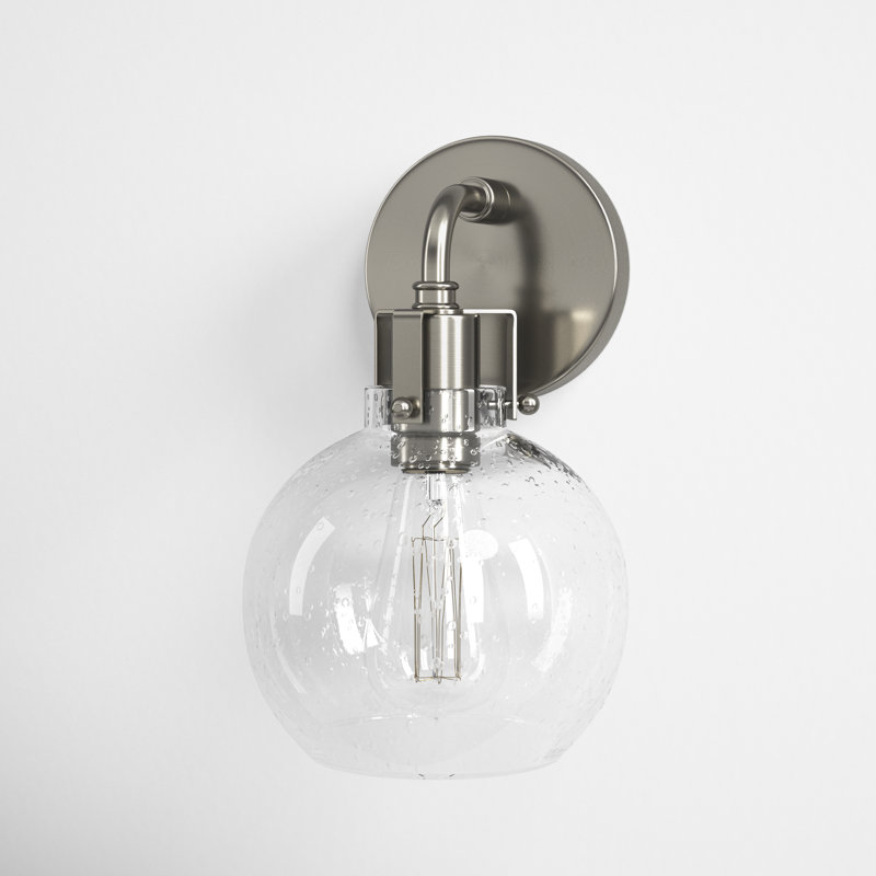 Byrne Steel Armed Sconce, Satin Nickel