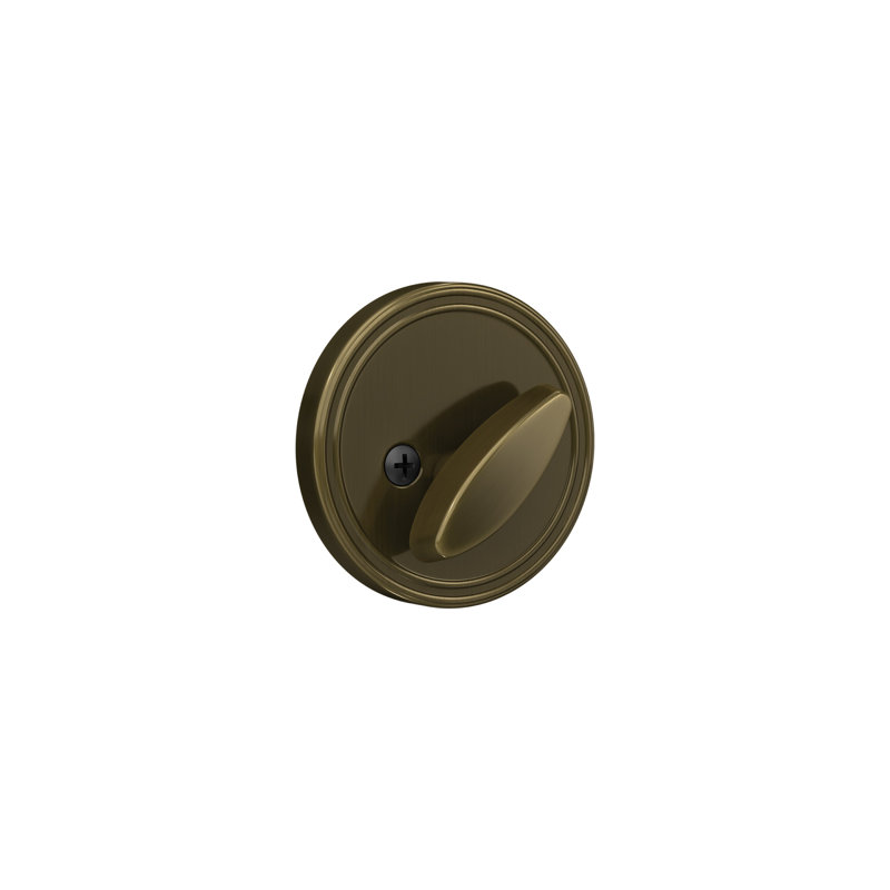 J Series Single Cylinder Deadbolt with Rosette, Antique Brass, Yes