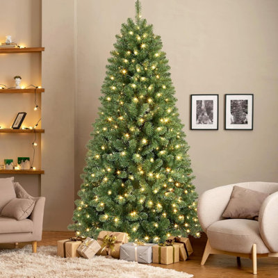 Prelit Artificial Hinged Christmas Tree With Warm White Lights