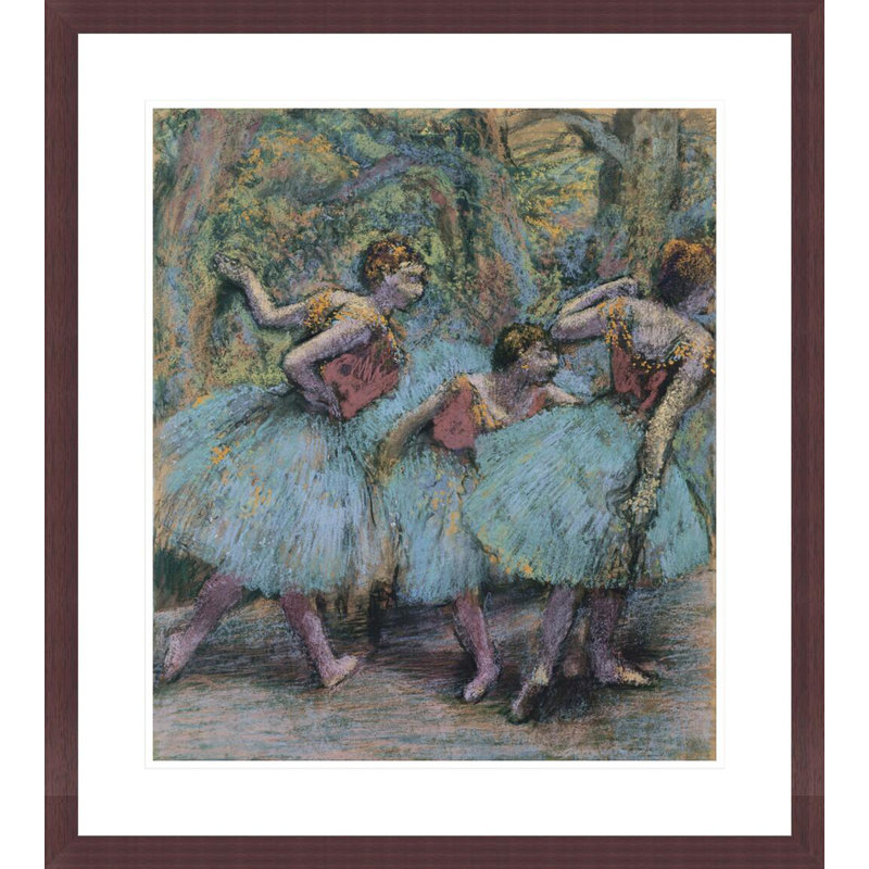 Three Dancers (Blue Tutus Red Bodices) par Edgar Degas, impression giclée encadrée, H 26,18 po x l 23,5 po