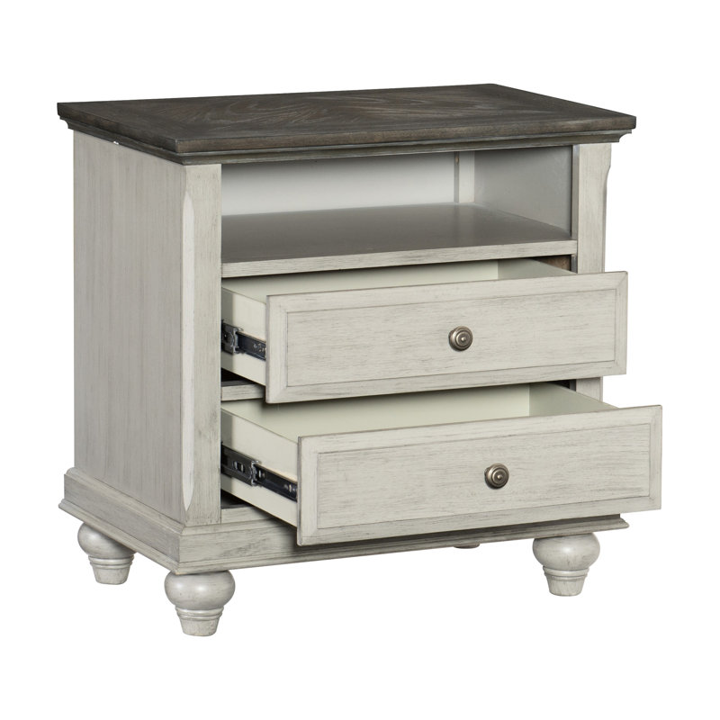 Table de chevet 2 dans un style moderne avec un design brun foncé et gris