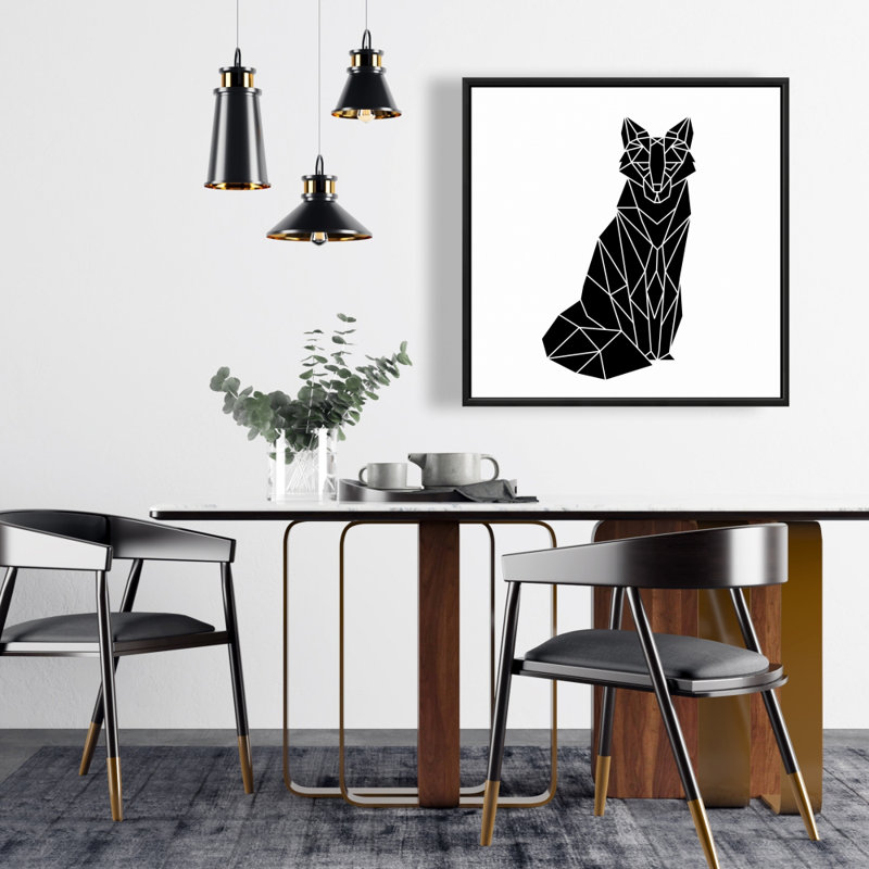 Toile encadrée avec motif géométrique renard géométrique, H 25,25 po x l 25,25 po