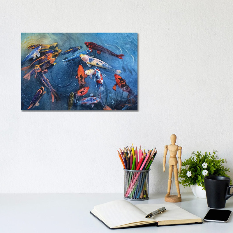 Koi Frenzy 1 Piece Wrapped Canvas Wall Art, 20.32 cm H x 30.48 cm W