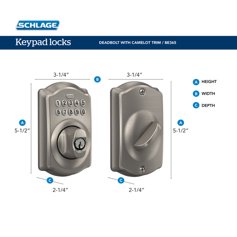 Schlage Keypad Deadbolt with Camelot Trim, Aged Bronze, Yes