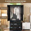 Armoire 70 po en bois, 2 portes, 3 tiroirs, tringle et tablette, garde-robe de chambre à coucher-131260034