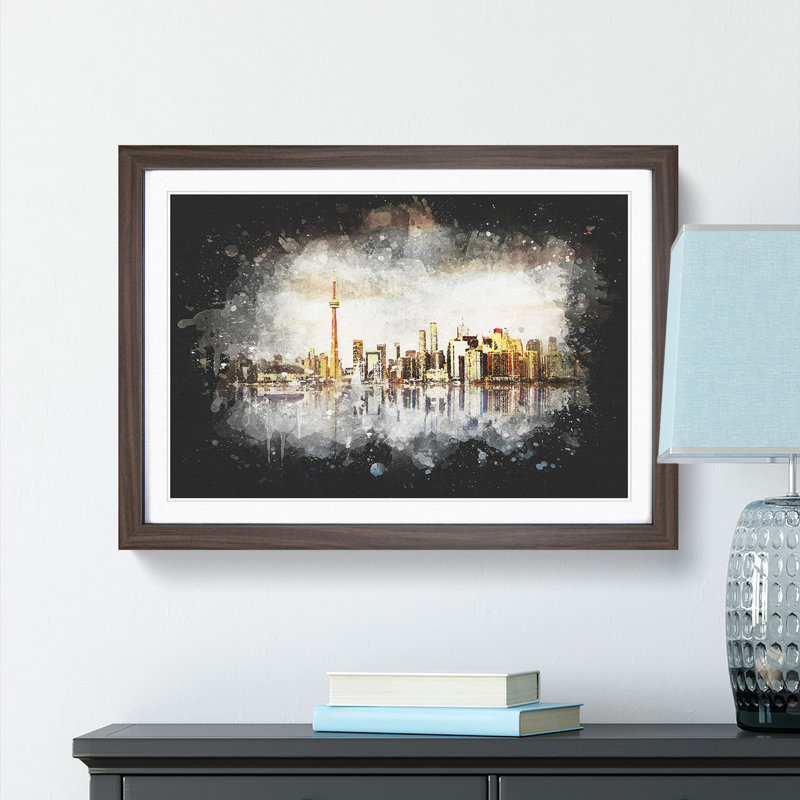 Reflection Of The Toronto Skyline - Picture Frame Graphic Art, 62cm H x 87cm W x 2cm D, Walnut Framed