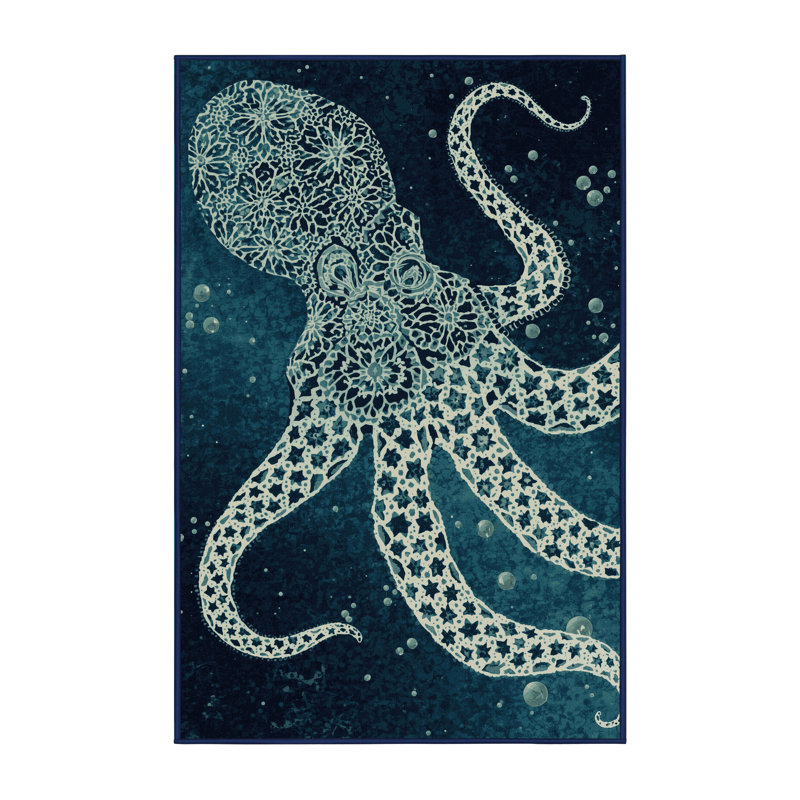 Tapis marocain bleu marine lavable à la machine Hamilton Kanaloa, 3x5