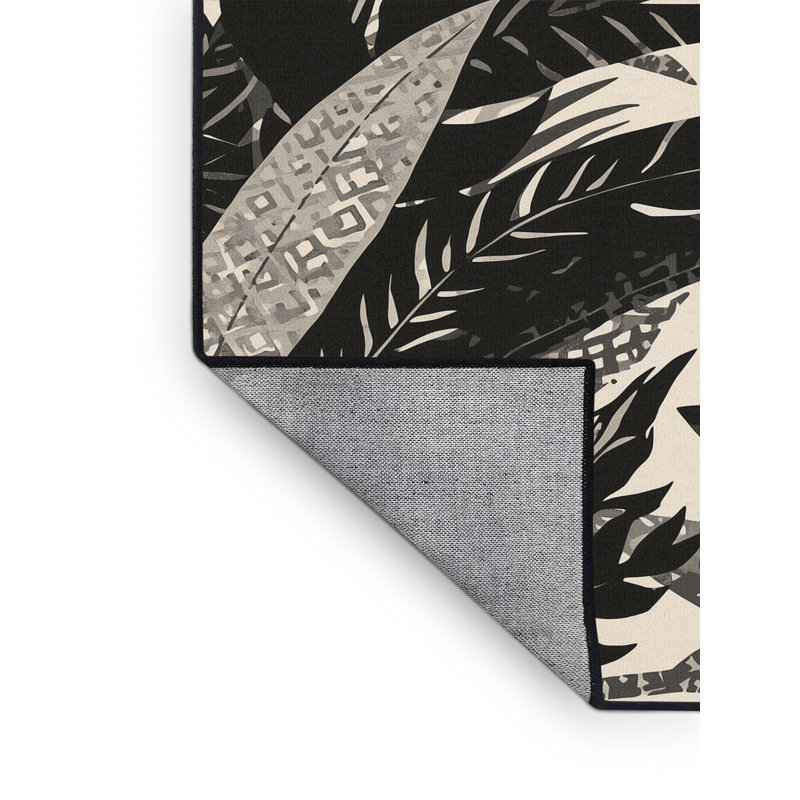Tapis d'inspiration mondiale gris / noir lavable à la machine Peksenak, Rond 6 pi