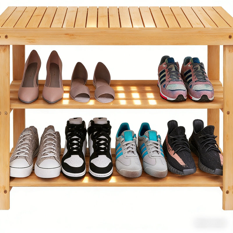 Range-chaussures en bois de qualité supérieure pour la maison, Jaune