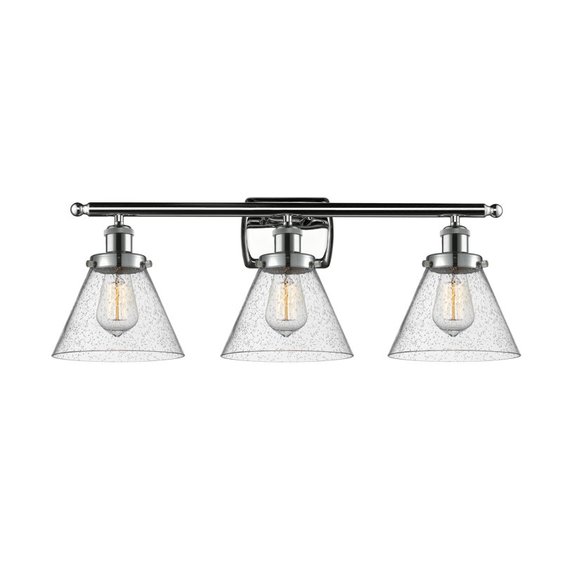 Éclairage pour meuble-lavabo 3 lumières 28 po Ballston Urban Cone, Chrome poli, Incandescent, Grainé