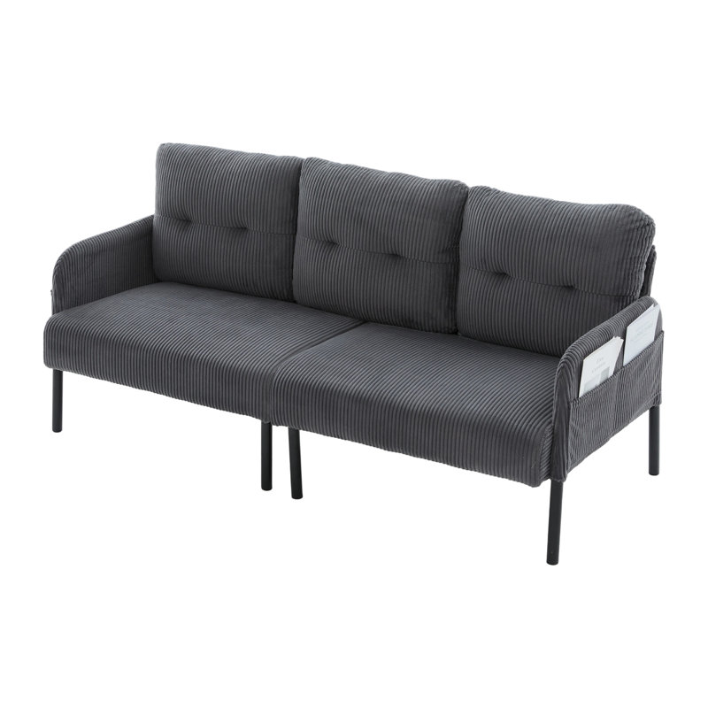 2 Seater Corduroy Sofa, Charcoal Gray
