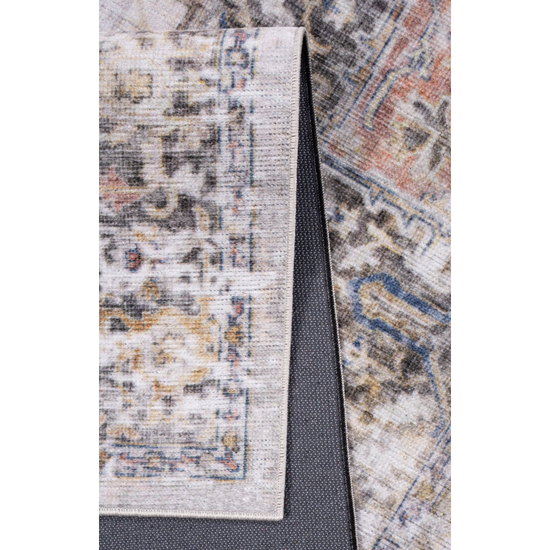 Allauddin Oriental Machine Woven Cotton/Polyester Area Rug in Gray, Rectangle 5'3'' x 7'6''