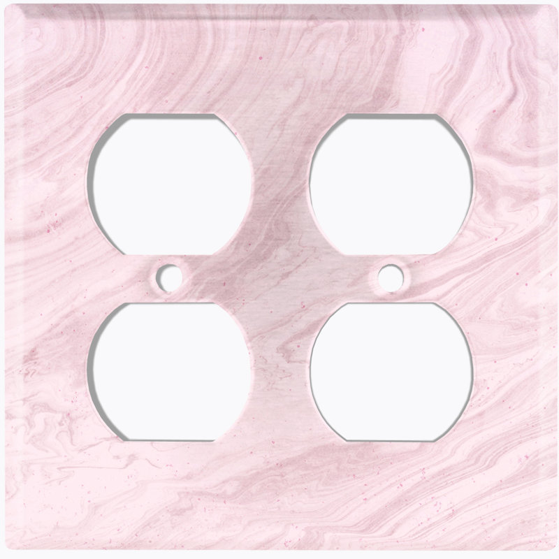 Plaque murale 2 prises doubles, Rose / blanc