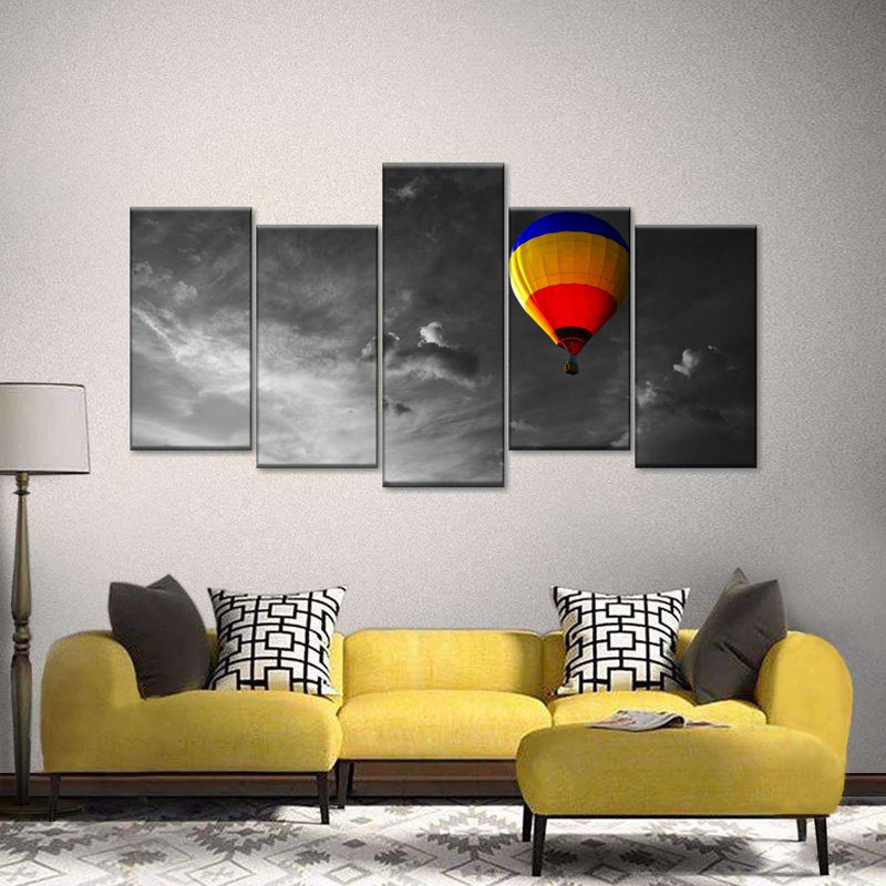 Montgolfière sur toile, ensemble de 5 pièces, H 80 po x l 40 po x P 1,25 po