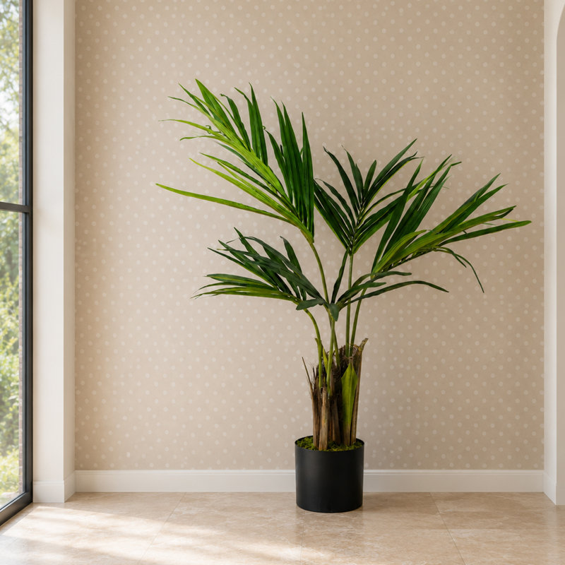 Faux Palm Plant in Pot Liner, 130cm H x 100cm W x 100cm D