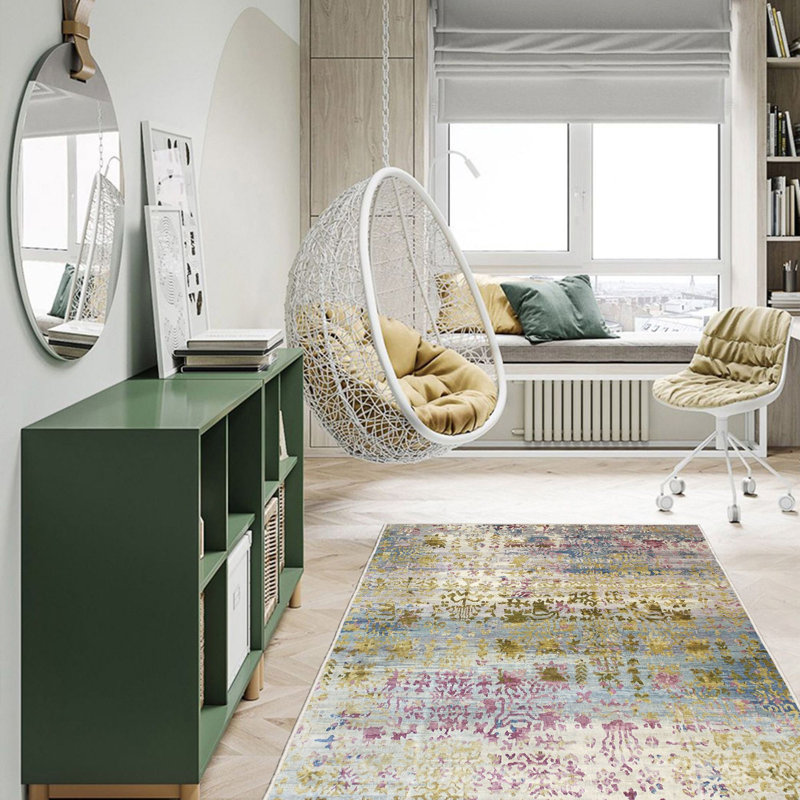 Luxurious Velvet Area Rug, 5.2 x 7.5 ft | 100% Velvet Fabric, 100% Cotton Sole, 0.4 in Pile Height | Antibacterial, Non-Slip, Machine Washable | Elegant 3D Digital Print, Perfect for Living Room & Bedroom Décor