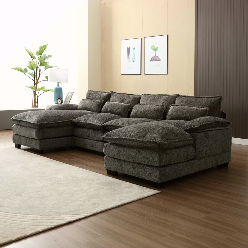 Grand canapé modulaire en U Modern, Boucle gris