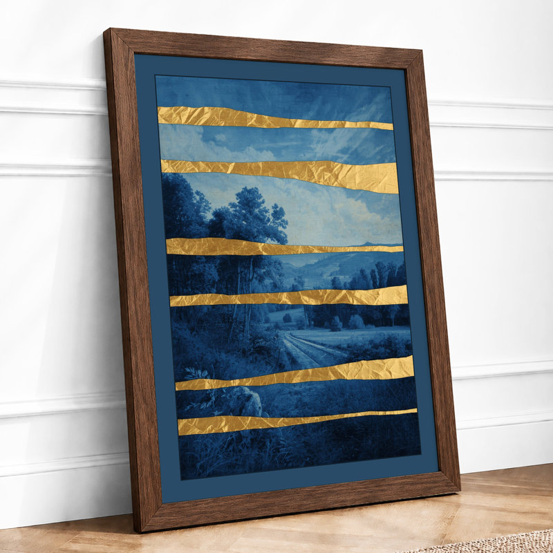 Layered Horizon Modern - Framed Print, A3 - 42.0 x 29.7 cm, Walnut